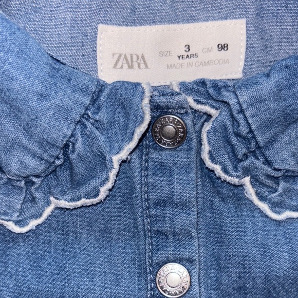 Zara Blue Denim Shirt with Ruffle Details - Picture 10 of 10